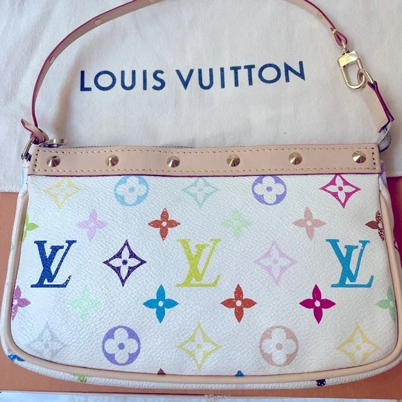 Authentic Louis Vuitton x Murakami Multicolor Pochette White NEW RE-LEATHER! - Picture 5 of 7
